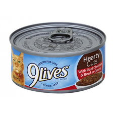 9 Lives Hearty Cuts With Real Chicken & Beef In Gravy
