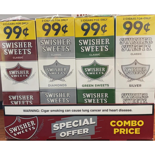 Swisher Sweets Cigarillos  Combo Sweet,Diamond Green & Silver 2/0.99¢