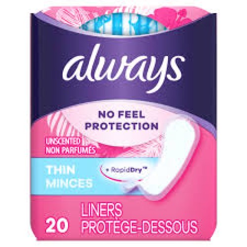 ALWAYS PANTY LINER 20 CT  SCENTED/UNSCENTED