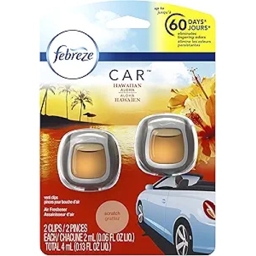 FEBREZE CAR AIR FRESHNER 0.06OZ VENT CLIP HAWAIIAN ALOHA