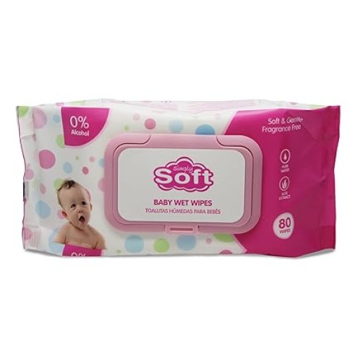 SIMPLY SOFT BABY WET WIPES 80 CT PINK