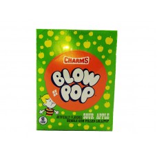 Charms Super Blow Pop Sour Apple Bubble Gum Lollipop