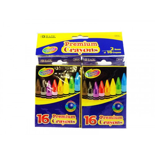 Bazic 16 Color Premium Quality Crayons 2 Pack