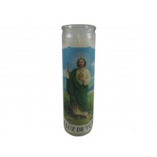 Glass Prayer Candle White La Luz de Tu Fe