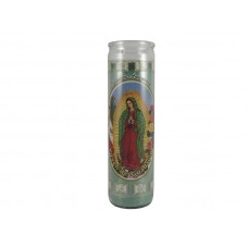 Glass Prayer Candle Green virgen de Guadalupe