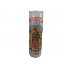 Glass Prayer Candle Pink Virgen de Guadalupe